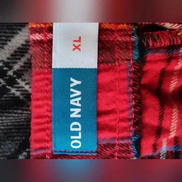 Old Navy Men's Red and Green Tartan Plaid Flannel Matching Pajama Pants | XL - Picture 3 of 4